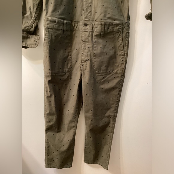Current/Elliott Olive Green Polka Dot Crew Jumpsuit | Casual Chic New Romper - Picture 4 of 16